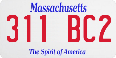MA license plate 311BC2