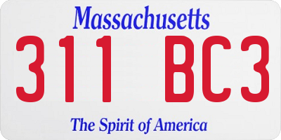 MA license plate 311BC3