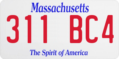 MA license plate 311BC4
