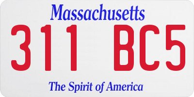MA license plate 311BC5