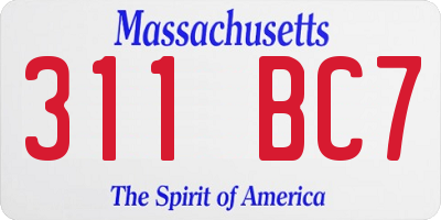 MA license plate 311BC7