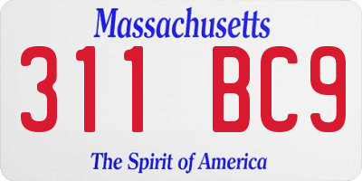 MA license plate 311BC9