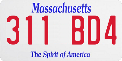 MA license plate 311BD4
