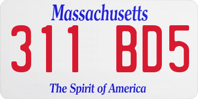 MA license plate 311BD5