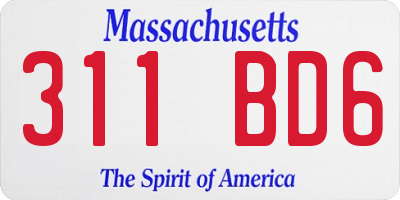 MA license plate 311BD6