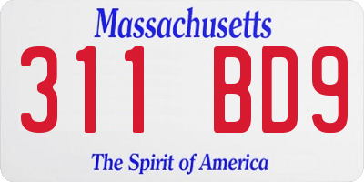 MA license plate 311BD9