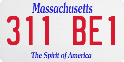 MA license plate 311BE1
