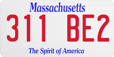 MA license plate 311BE2
