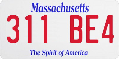 MA license plate 311BE4