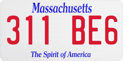 MA license plate 311BE6