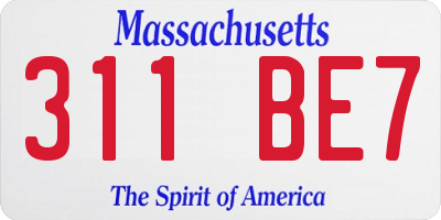 MA license plate 311BE7