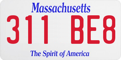 MA license plate 311BE8