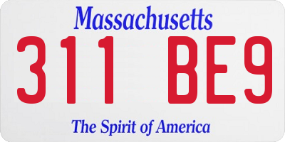 MA license plate 311BE9