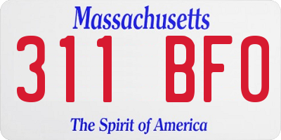 MA license plate 311BF0