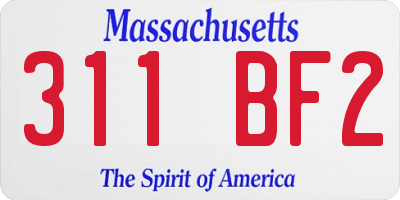 MA license plate 311BF2