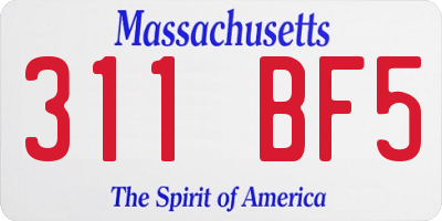MA license plate 311BF5