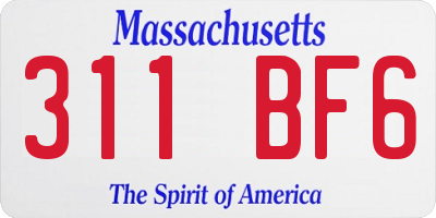 MA license plate 311BF6