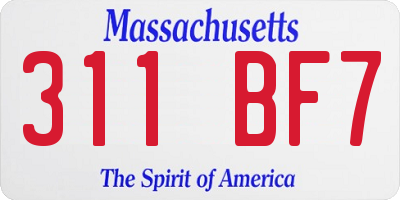 MA license plate 311BF7