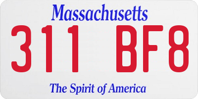 MA license plate 311BF8