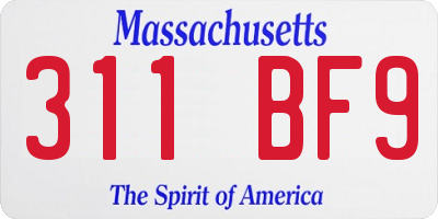 MA license plate 311BF9