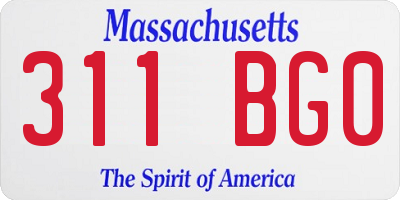 MA license plate 311BG0