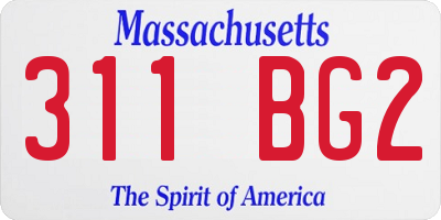 MA license plate 311BG2