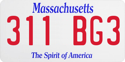 MA license plate 311BG3