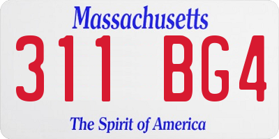 MA license plate 311BG4