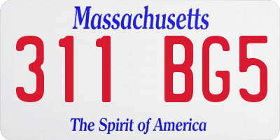 MA license plate 311BG5