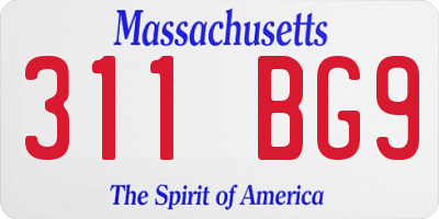 MA license plate 311BG9