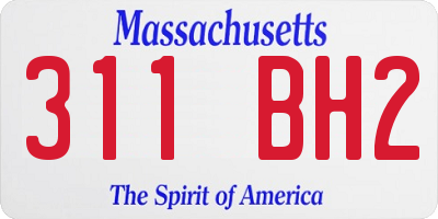 MA license plate 311BH2