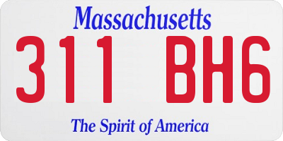 MA license plate 311BH6