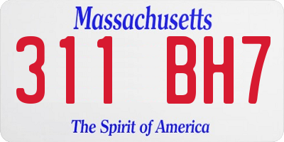 MA license plate 311BH7