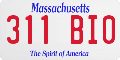 MA license plate 311BI0