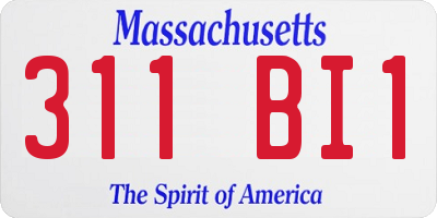 MA license plate 311BI1
