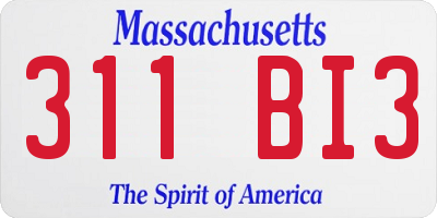 MA license plate 311BI3