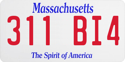 MA license plate 311BI4