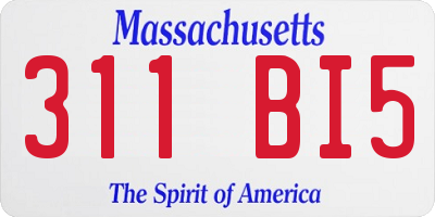 MA license plate 311BI5