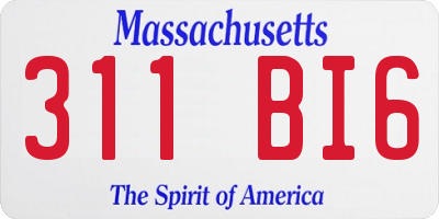 MA license plate 311BI6