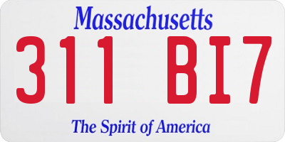 MA license plate 311BI7
