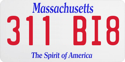 MA license plate 311BI8
