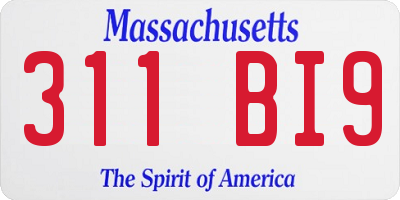 MA license plate 311BI9