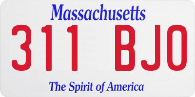 MA license plate 311BJ0