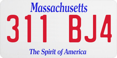 MA license plate 311BJ4