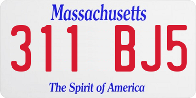 MA license plate 311BJ5