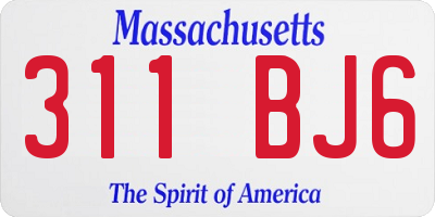 MA license plate 311BJ6