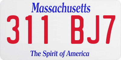 MA license plate 311BJ7