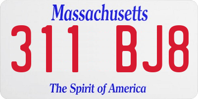 MA license plate 311BJ8