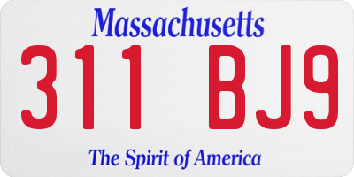 MA license plate 311BJ9