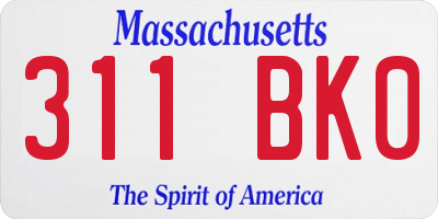 MA license plate 311BK0